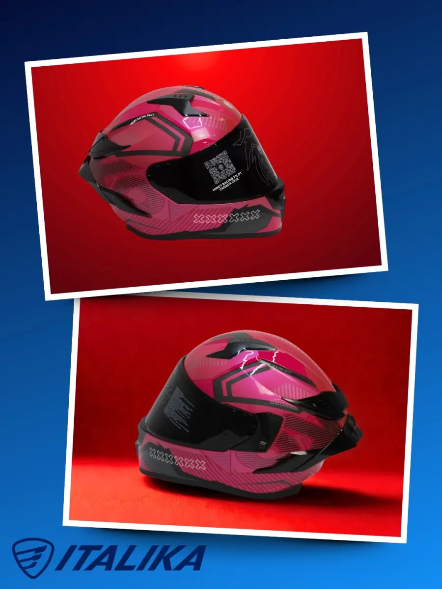 Casco magenta Hindy Racing