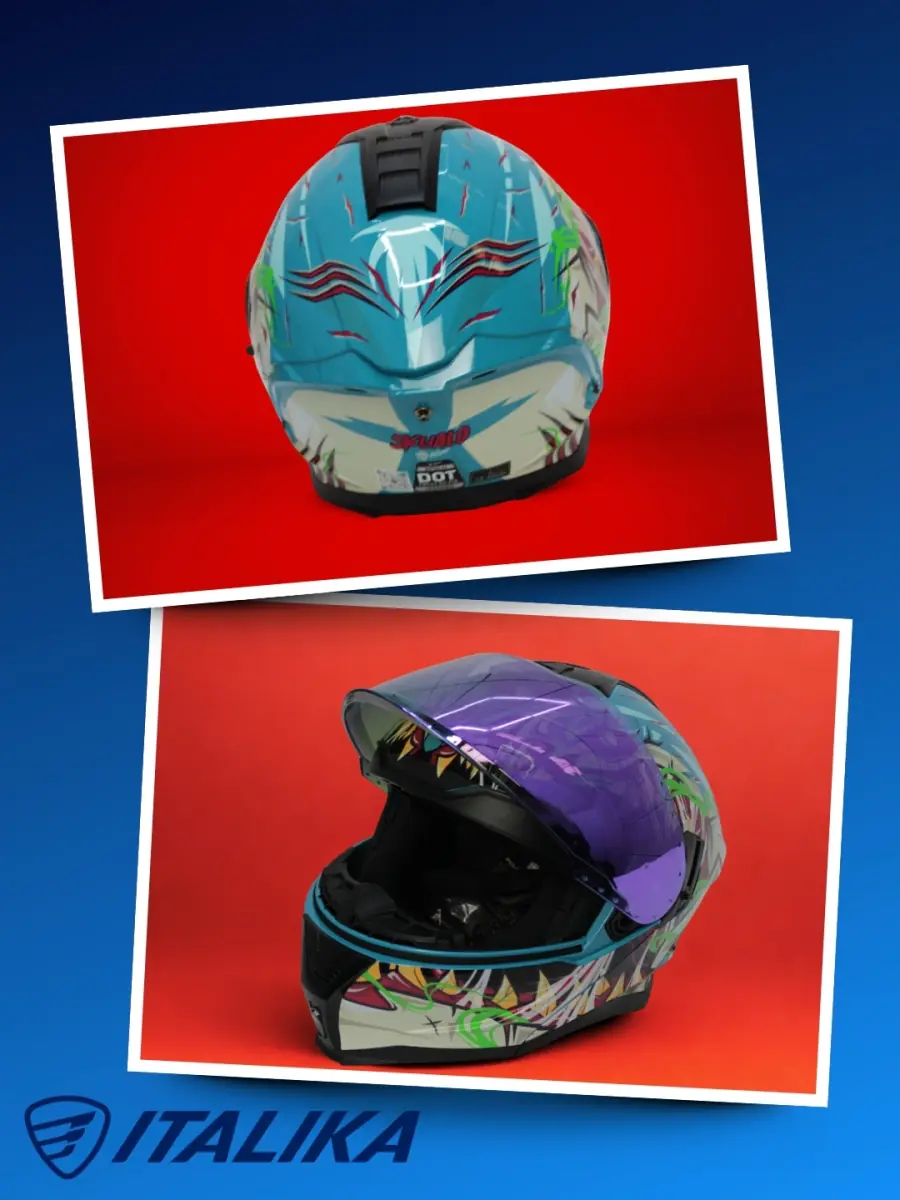 Casco Skualo cyan con visor iridiscente