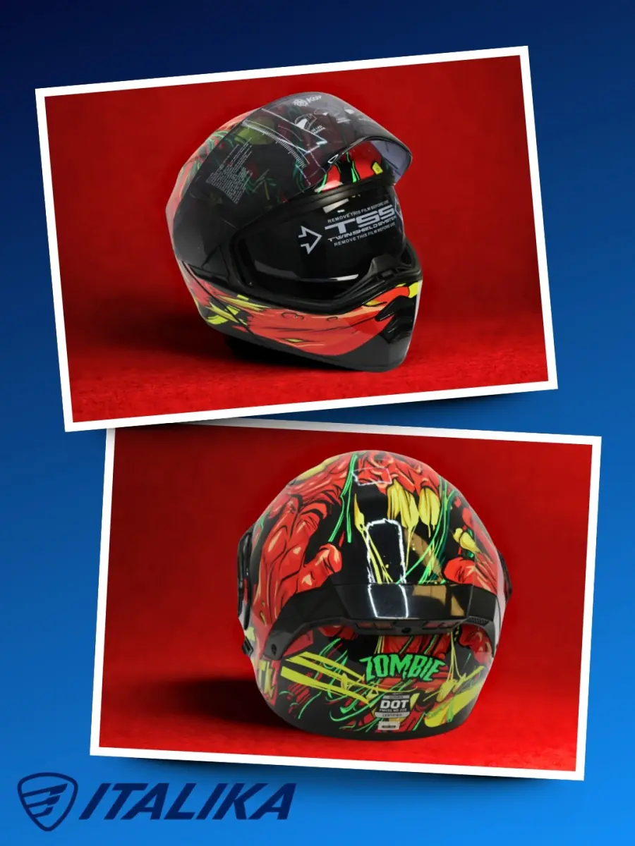 Casco Zombie con diseño gráfico