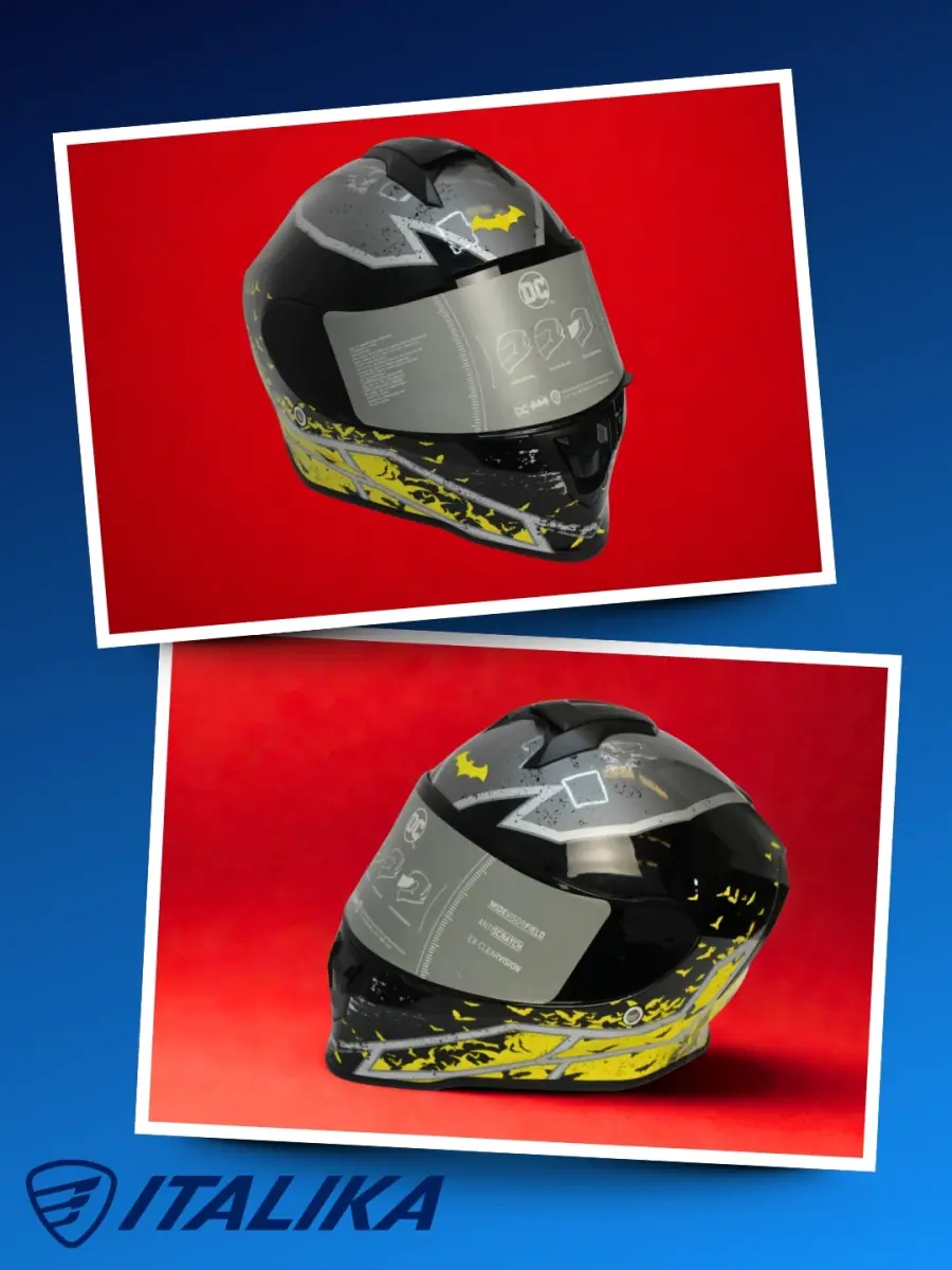 Casco temático de Batman negro y amarillo