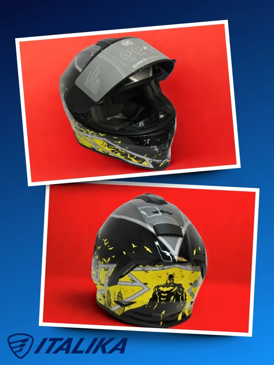 Casco Batman, vista frontal y posterior