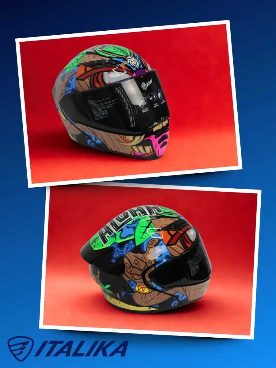 Casco Aloha con gráficos tropicales