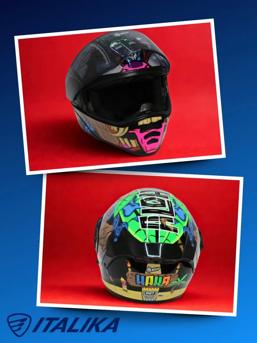 Casco Haka con diseño tiki