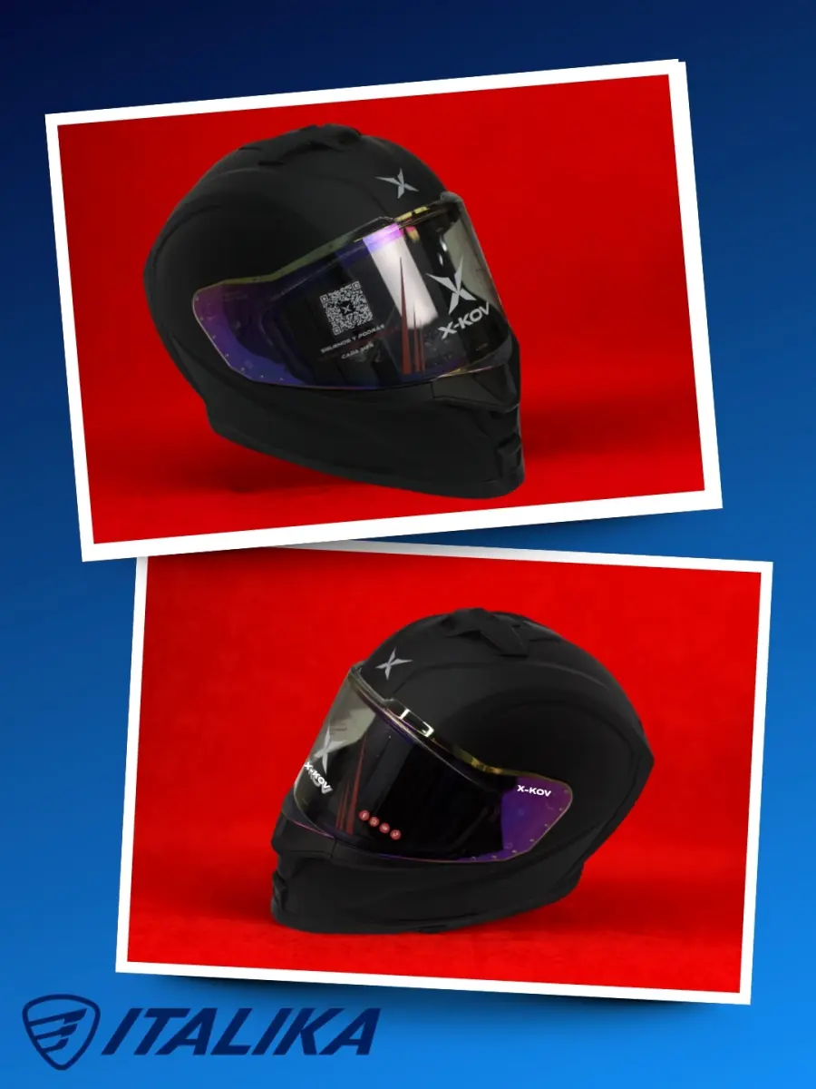 Casco X-KOV negro mate con visor iridiscente